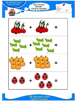 Çocuklar İçin toplam işlemi yaprak testleri 